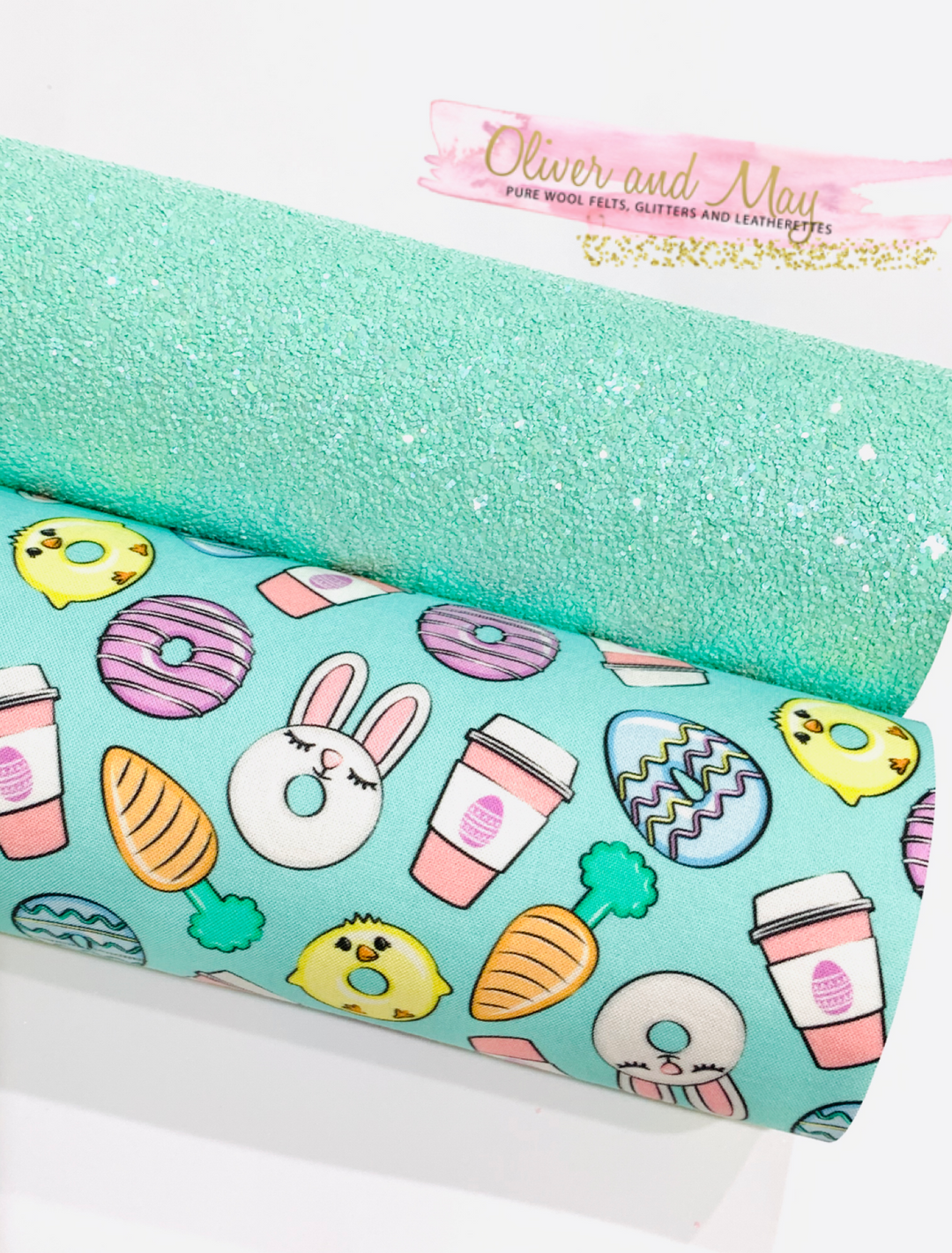 Feuilles A4 en Feutre Glitter Duo de Pâques - Thème Menthe