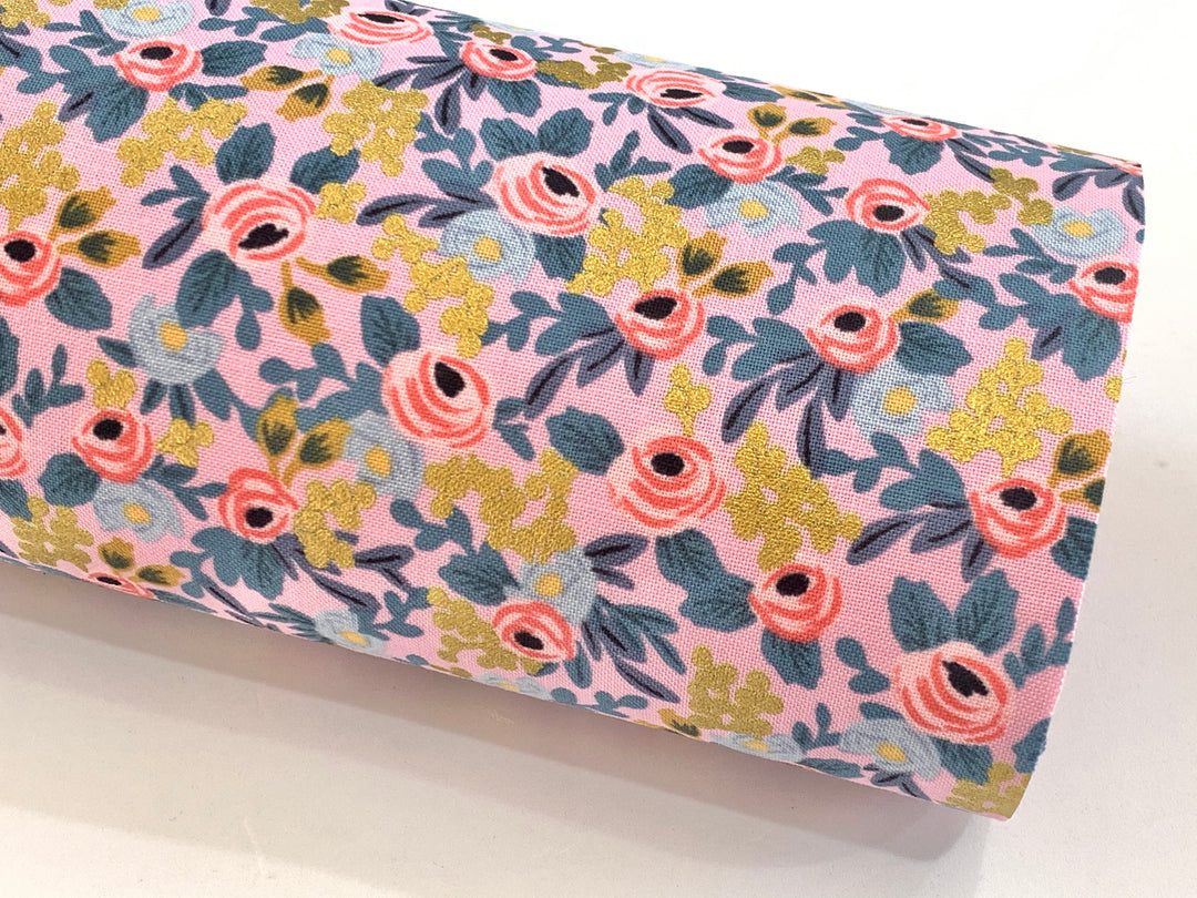 Les Fleurs Fabric Felt - Rifle paper co - Pink and Metallic Gold