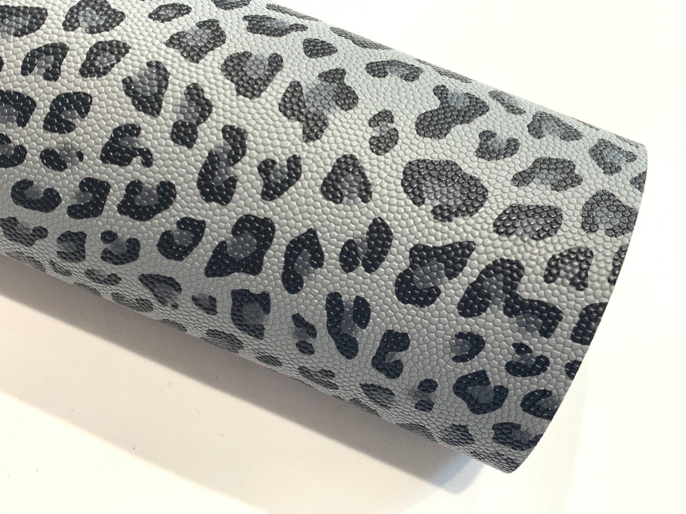 Dark Grey Leopard Faux Leather Fabric