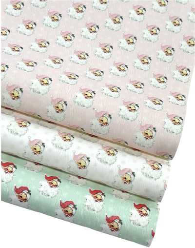 Mint Retro Santa Leatherette - Locally Printed Faux Leather