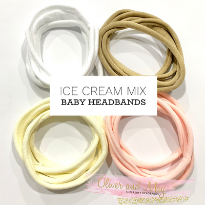 ICE CREAM MIX 20 Pack Supersoft Baby Headbands