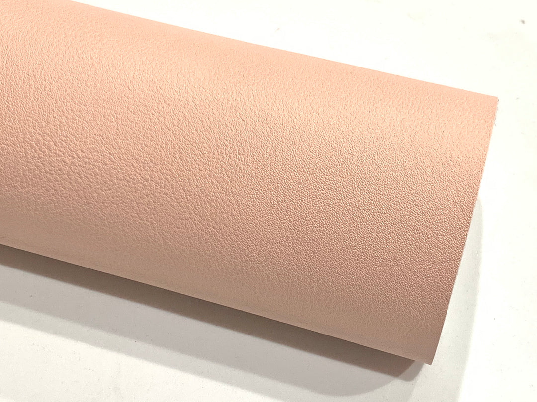 Peach Pink Smooth Faux Leatherette Fabric 1.2mm thick