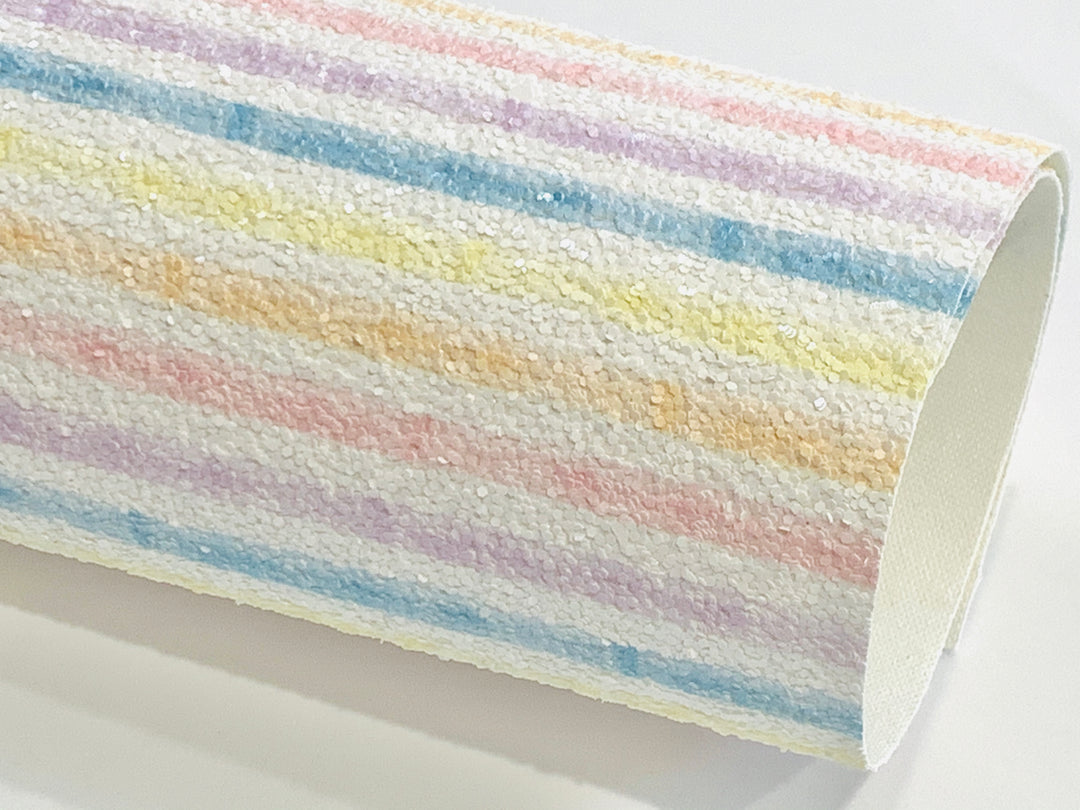 Pastel Stripes Chunky Glitter Fabric Sheets