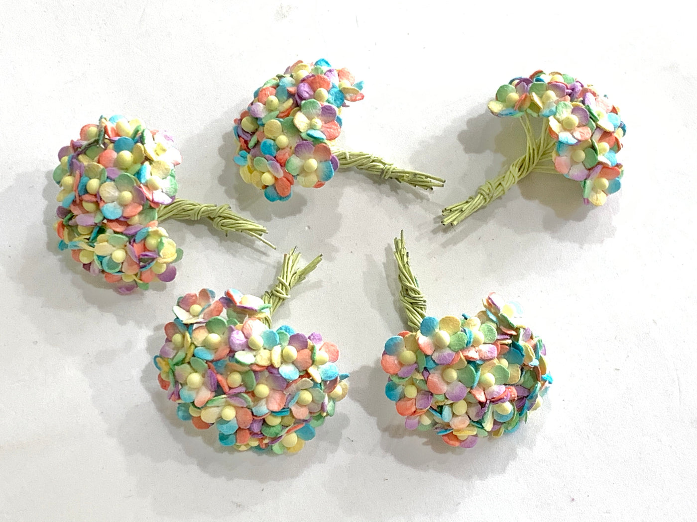 10mm Sweetheart Blossoms Miniature Rainbow Mulberry Paper Blossoms - 20 lot