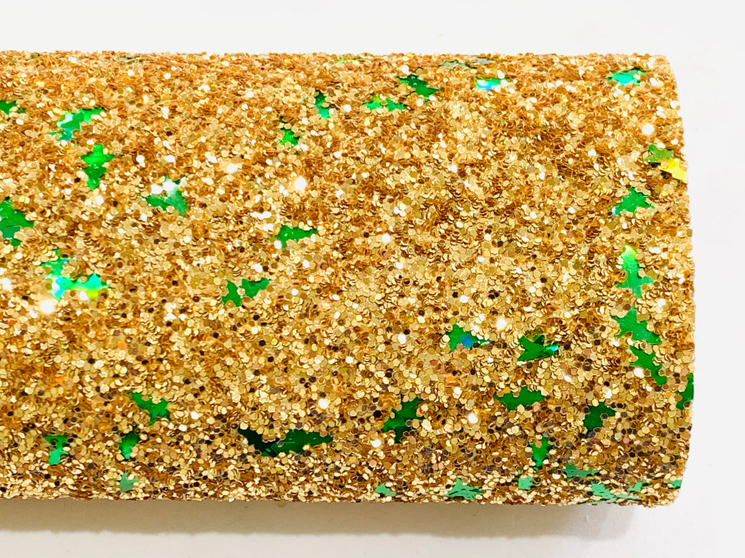 Gold Christmas Tree Chunky Glitter Fabric Sheet
