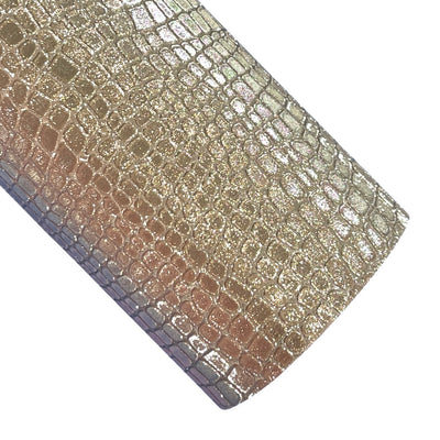 Gold Crocodile Embossed Faux Leatherette