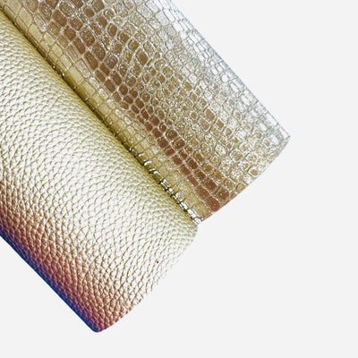 Gold Crocodile Embossed Faux Leatherette