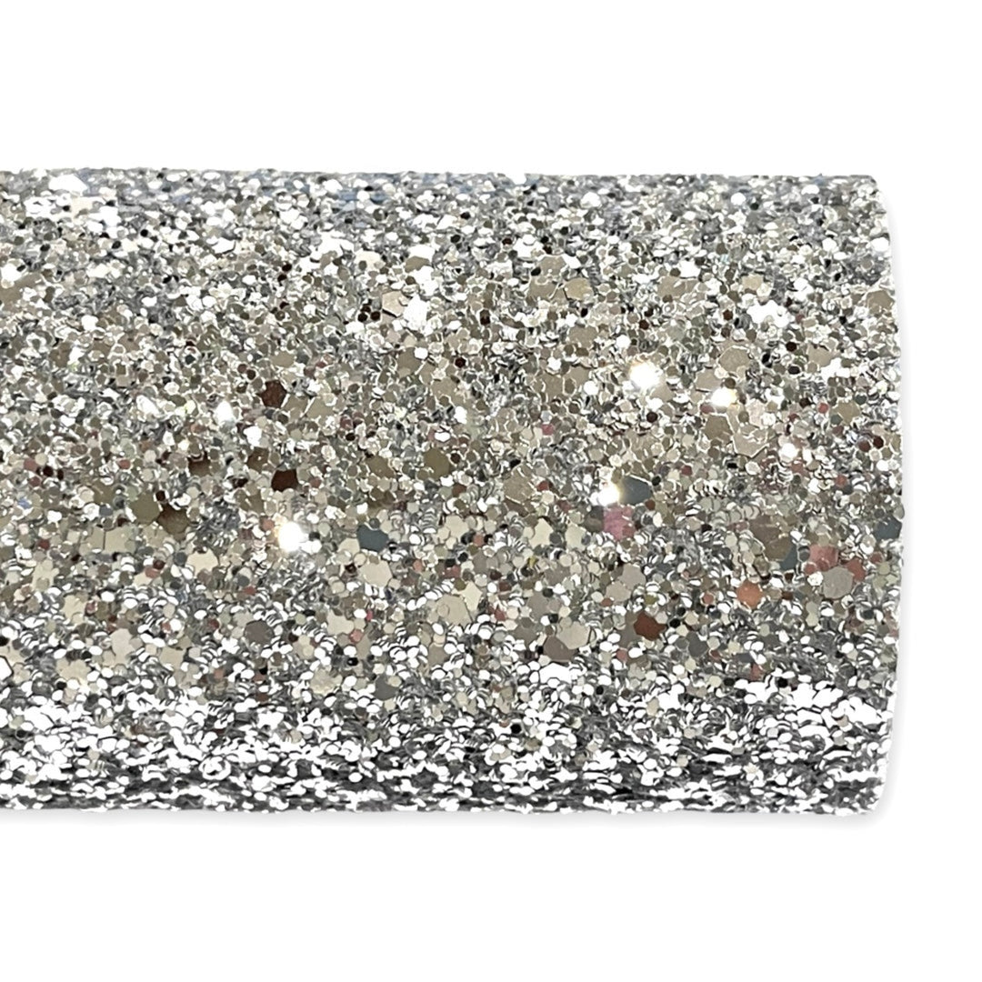 Glam Silver Chunky Glitter Leather - Rouleaux maintenant disponibles