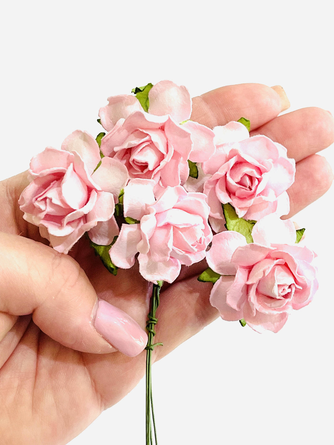 30mm Soft Pink Peonies Mulberry Paper Roses - Lots of 5