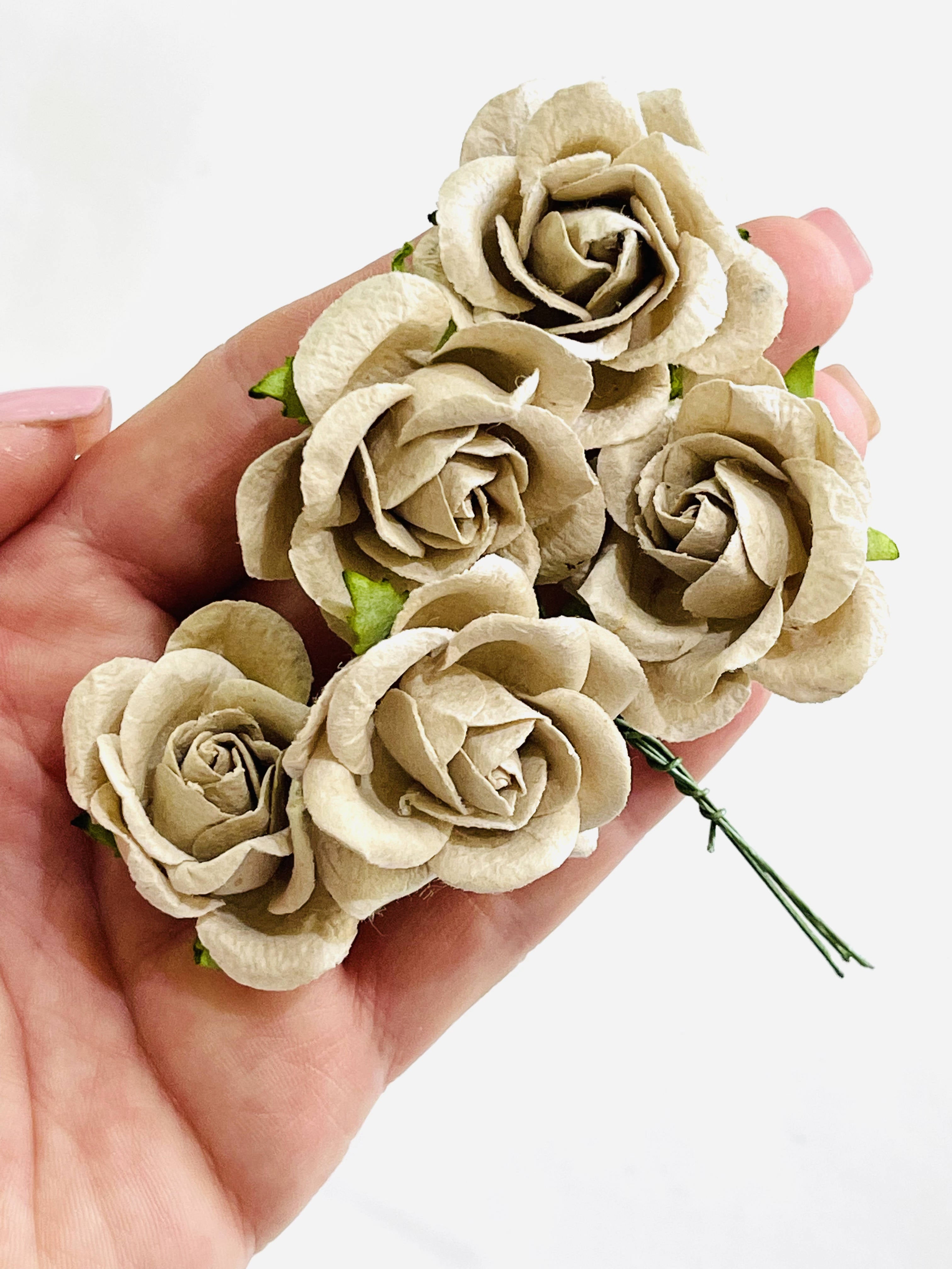 35mm Bone Mulberry Paper Roses - Lots of 5 – Oliver and May