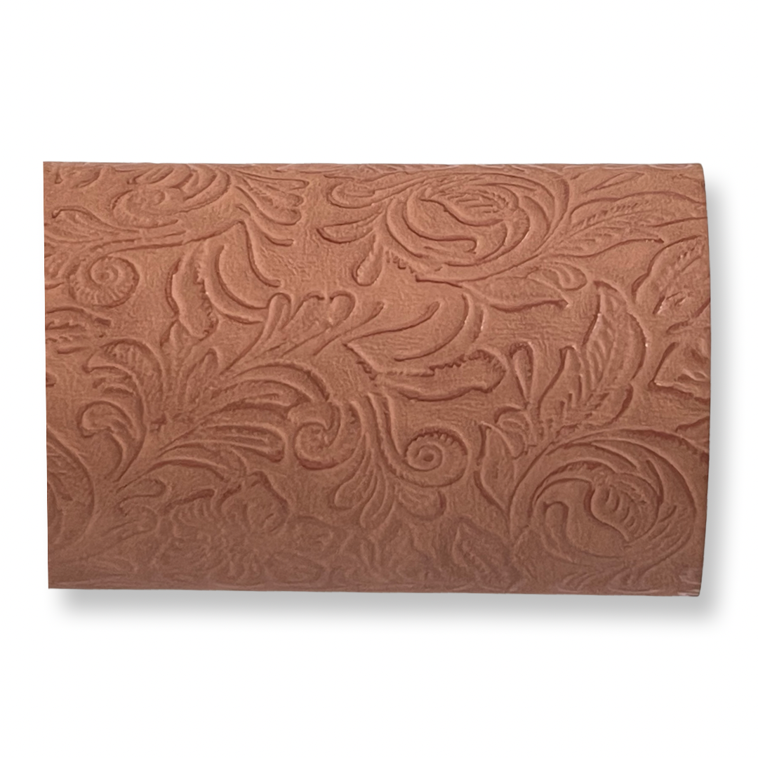 Dusty Pink Vintage Floral Embossed Leatherette by the Sheet or Roll