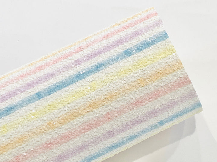 Pastel Stripes Chunky Glitter Fabric Sheets