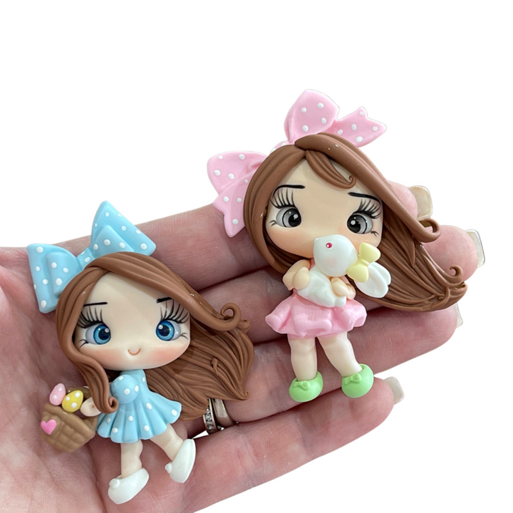 Easter Girls Bow Clay Embellishments - Choice of 2 colours