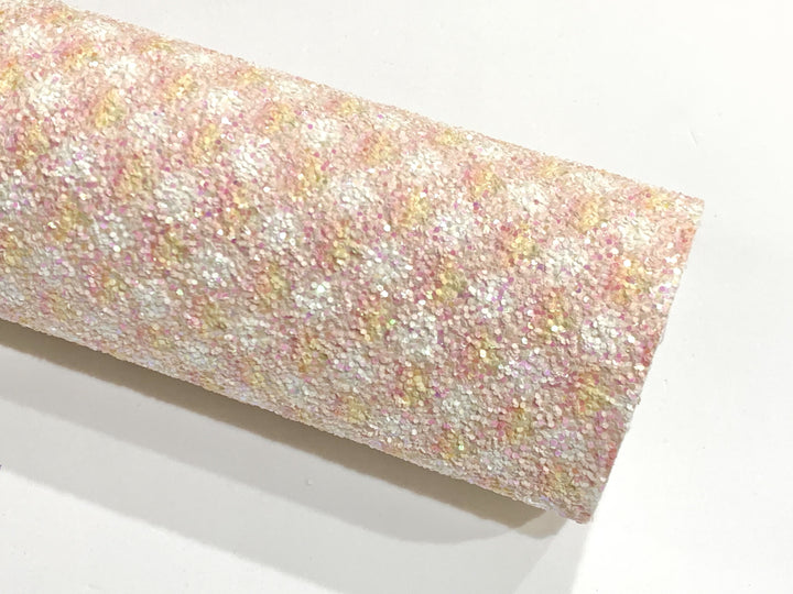 Pink and White Plaid Chunky Glitter Fabric Sheet