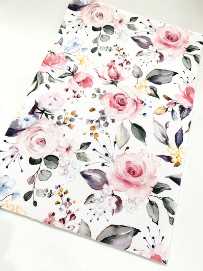 Spring Roses Floral Felt Backed Fabric Sheets  - Made to Order