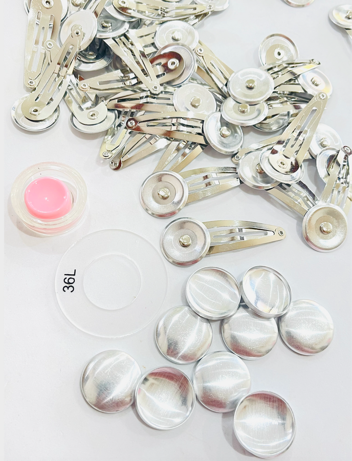23mm Button +Snap Clips in Silver
