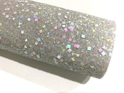 Pale Grey Scattered Gems Chunky Glitter