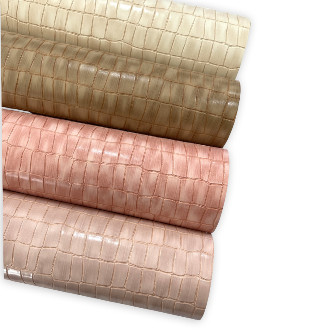 Imitation Crocodile Embossed Faux Leatherette - Blush