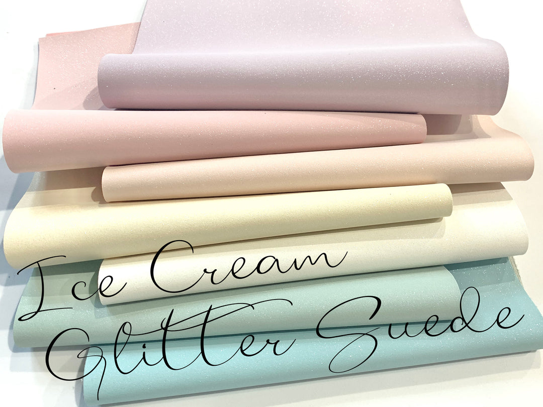 Feuilles de tissu en faux suède à paillettes de crème glacée - 7 couleurs délicieuses au choix