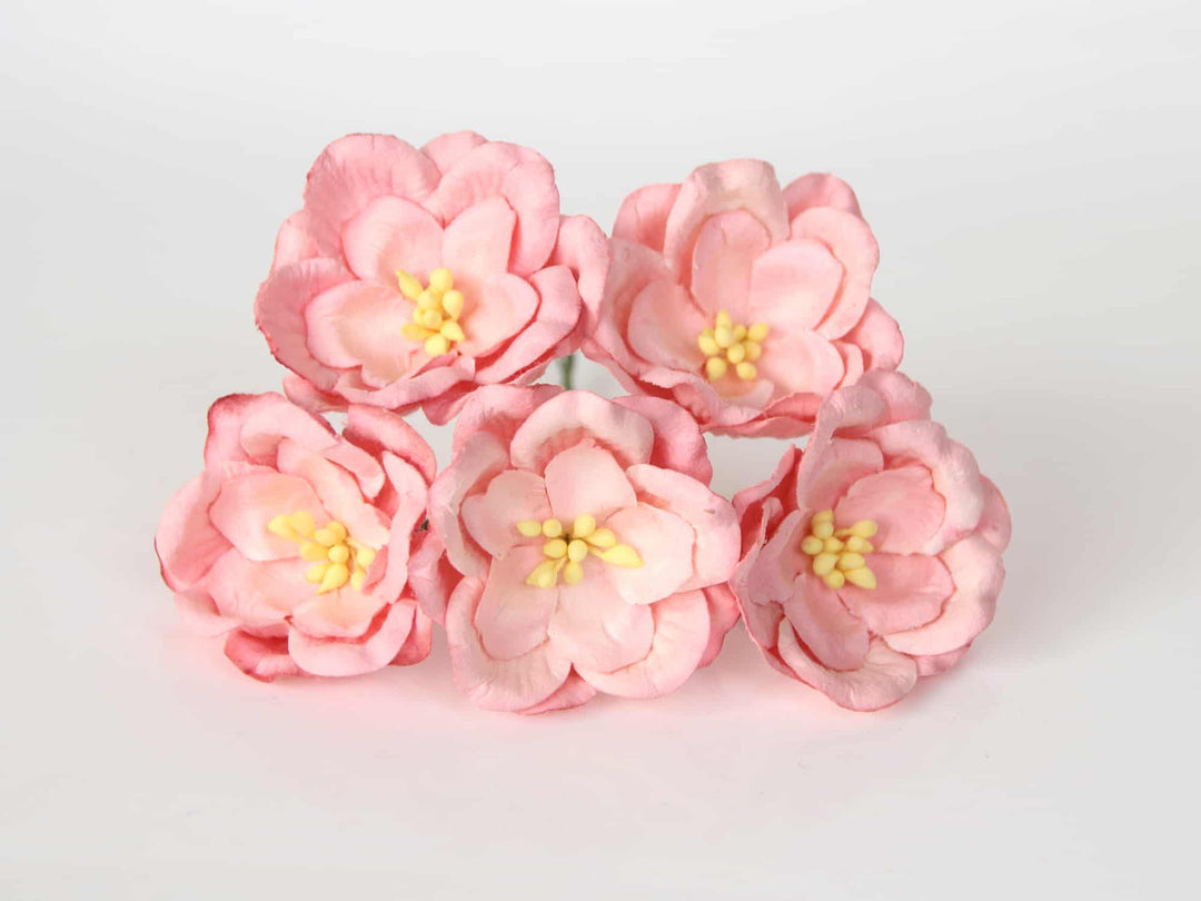 5pcs / 50 pcs - Fleurs en papier de mûrier - Magnolias 4 cm - Rose corail 