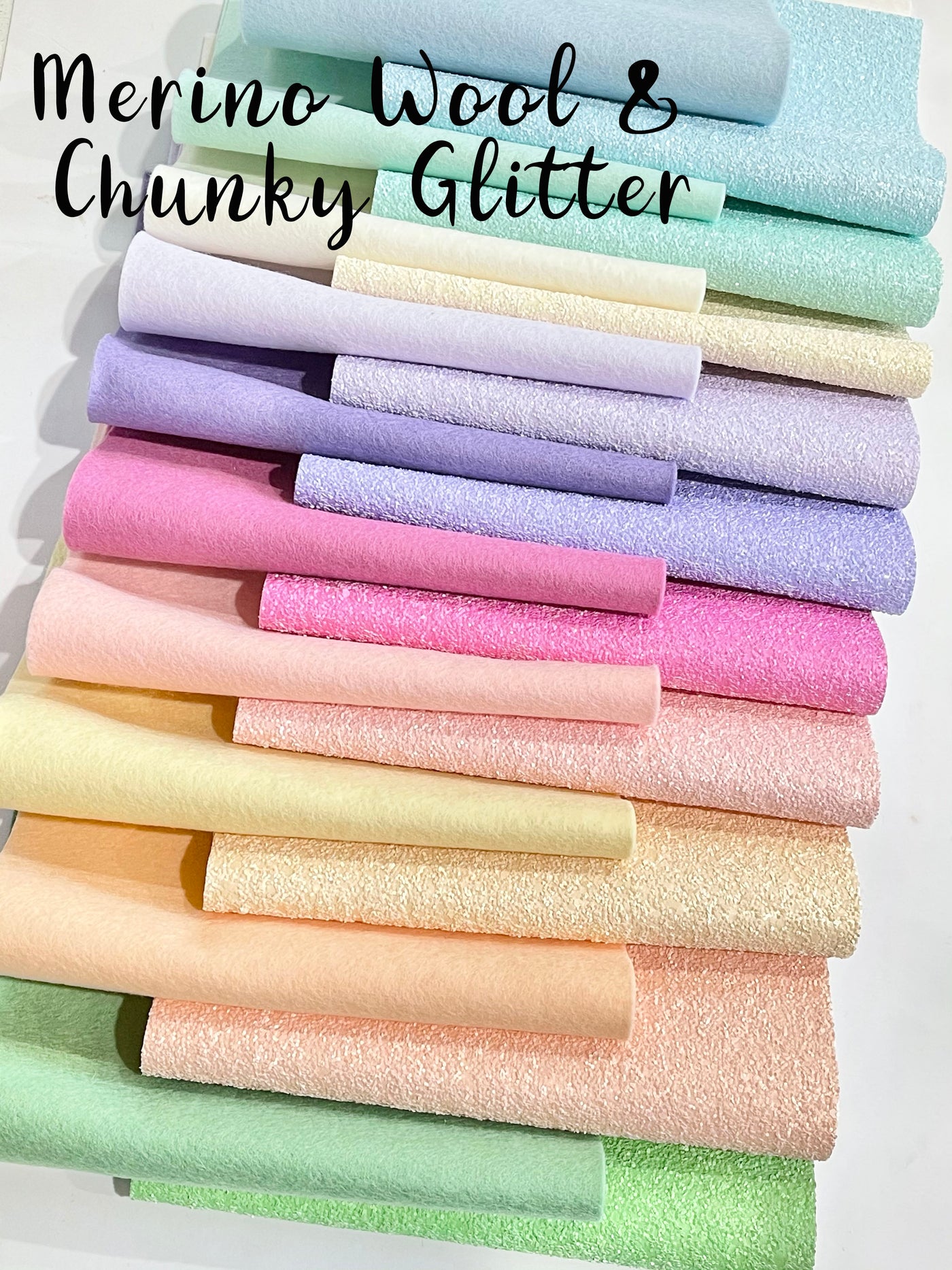 Bundle of 20 Chunky Glitter and Wool Felt  Bundle ~Choice of 10 or 20 Sheets