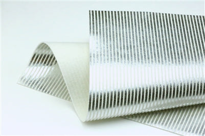 Metallic Silver Stripes on White Merino Wool Felt