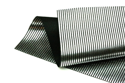 Metallic Silver Stripes on Black Merino Wool Felt