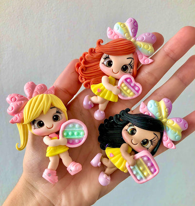 Rainbow Fidget Girls Bow Clays - Sparkle Maker Clay Embellishments
