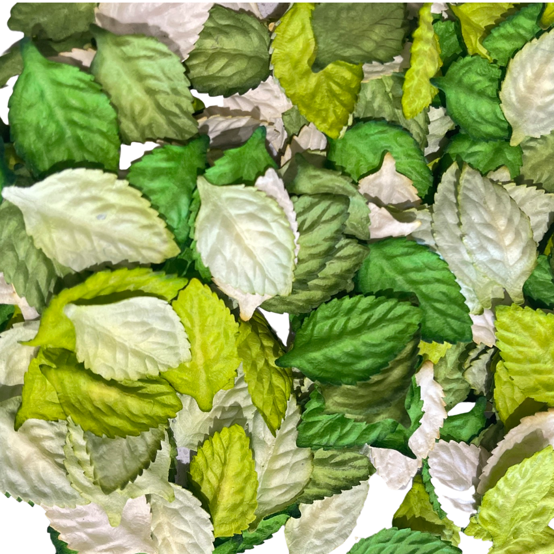 50 pcs Mulberry Paper Leaves - Green Shades Mix