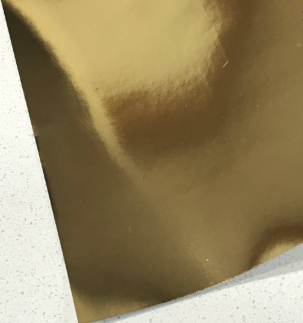 Yellow Gold Mirrored Square Leatherette 0.7mm Thickness Mirror Gold Glossy Leather