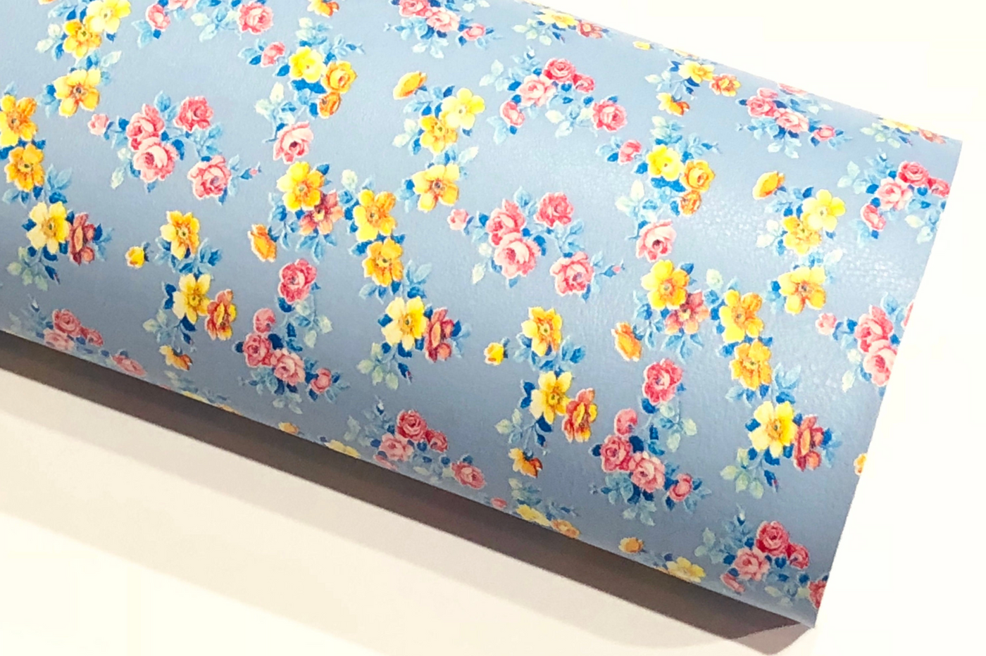 Petite Dainty Floral Smooth Leatherette -| Blue | A4 Sheet