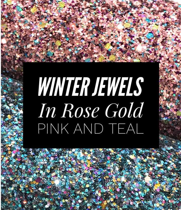 Winter Jewels Blacked Backed Canvas Chunky Premium Glitter Canvas Sheet 0.9mm Thick A4 Size - Teal or Rose Gold Pink