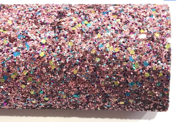 Winter Jewels Blacked Backed Canvas Chunky Premium Glitter Canvas Sheet 0.9mm Thick A4 Size - Teal or Rose Gold Pink