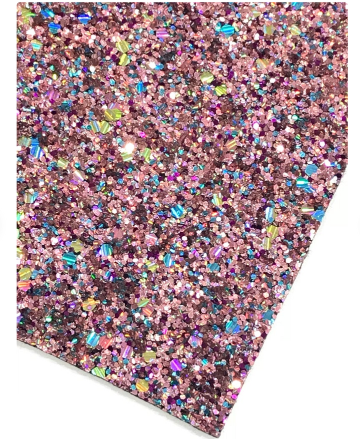 Winter Jewels Blacked Backed Canvas Chunky Premium Glitter Canvas Sheet 0.9mm Thick A4 Size - Teal or Rose Gold Pink