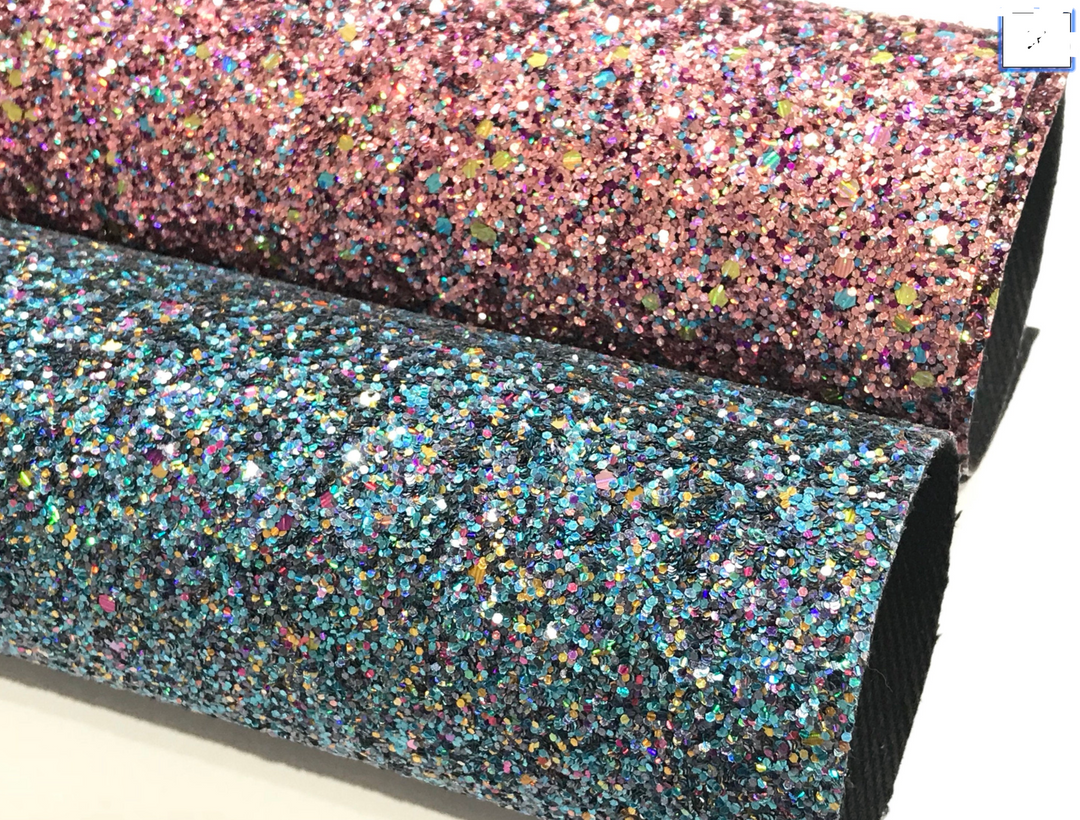 Winter Jewels Blacked Backed Canvas Chunky Premium Glitter Canvas Sheet 0.9mm Thick A4 Size - Teal or Rose Gold Pink