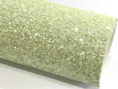 Pale Lime Chunky Glitter Fabric Sheet 1.0mm thickness A5 orA4 Size Glitter Fabric - Lime Meringue