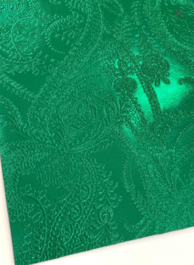 Green Floral Embossed Faux Leatherette