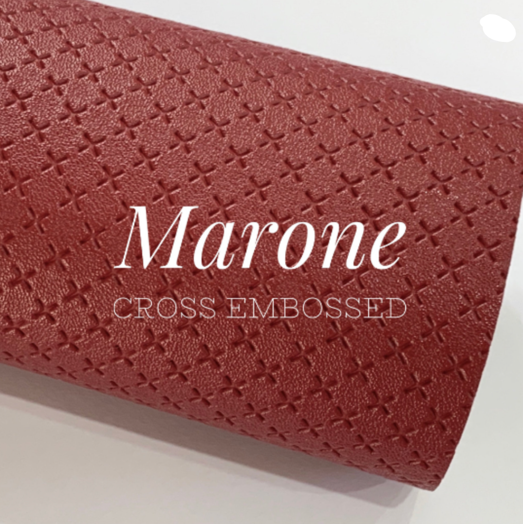 Marone Cross Embossed Faux Leatherette Sheets