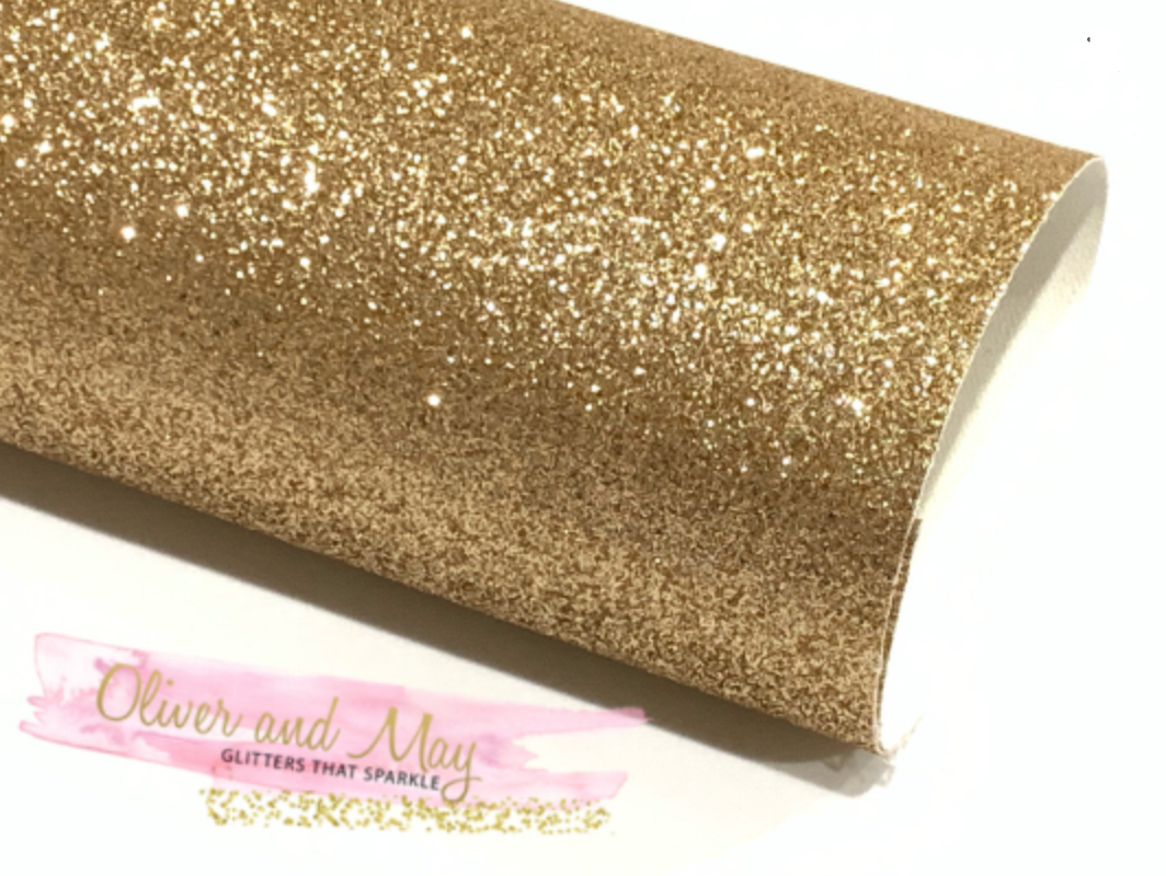Fine Champagne Gold Glitter Fabric Sheet Thin 0.65mm A4 or A5 Sheet