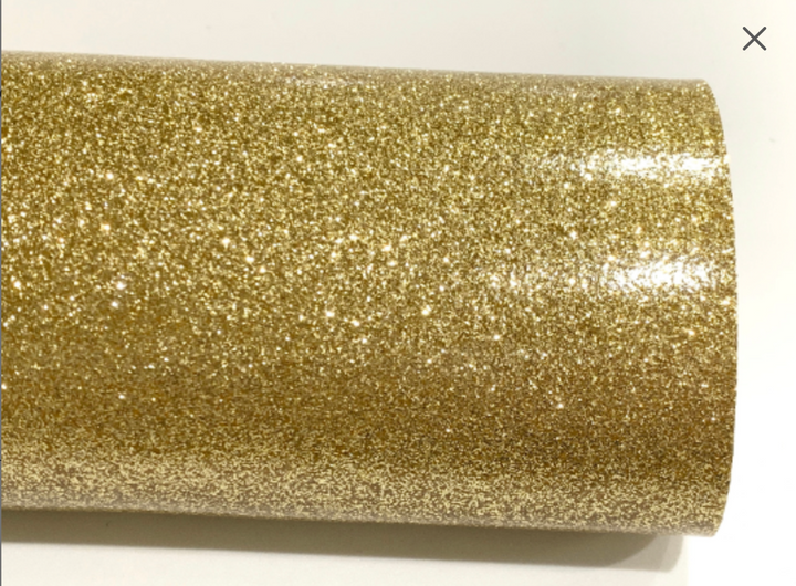 Pale Gold Fine Glitter Effect Smooth Glitter Fabric Sheet Thin 0.75mm