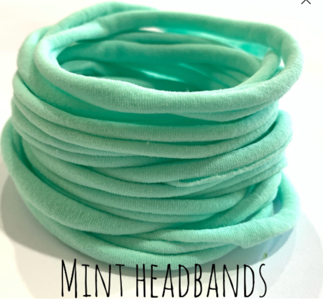 MINT Nylon Headbands, Soft Nylon Bands, Baby Headbands, DIY Bows, Hair Bow Supplies, DIY Supplies, One Size Fits Most Headbands