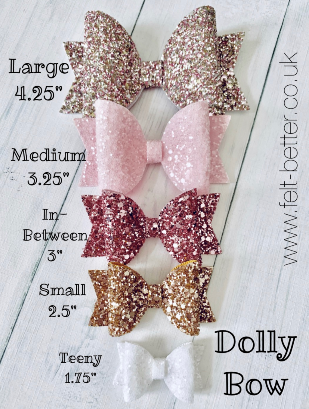 Dolly Bow Trio Bow Die - Small, Medium and Large - Sizzix Big Shot Compatible, by Felt Better UK