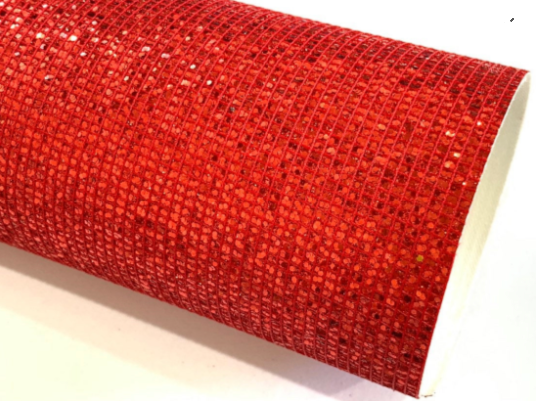 Red Mesh Glitter Grid Stitch Fabric Sheet