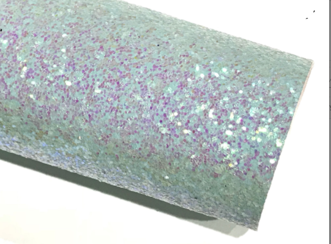 Blue Mint Chunky Glitter Fabric Sheet 0.7mm Thick | Smooth White Rear | Great for Backing | Shoes
