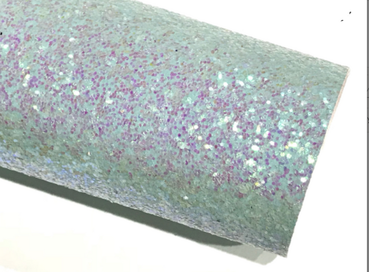 Blue Mint Chunky Glitter Fabric Sheet 0.7mm Thick | Smooth White Rear | Great for Backing | Shoes
