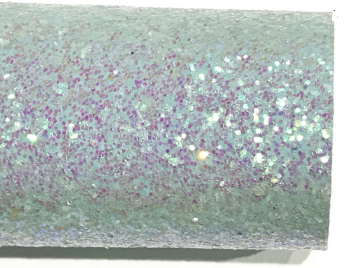 Blue Mint Chunky Glitter Fabric Sheet 0.7mm Thick | Smooth White Rear | Great for Backing | Shoes