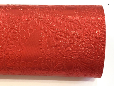 Red Floral Embossed Faux Leatherette