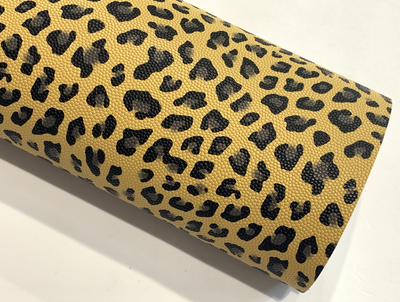 Mustard Leopard Faux Leather Fabric