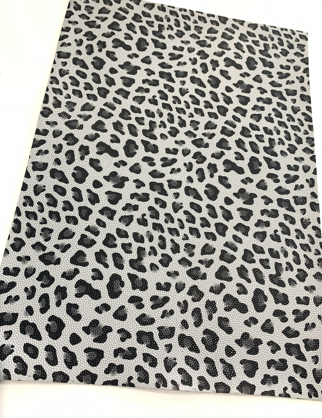 Pale Grey Leopard Faux Leather Fabric