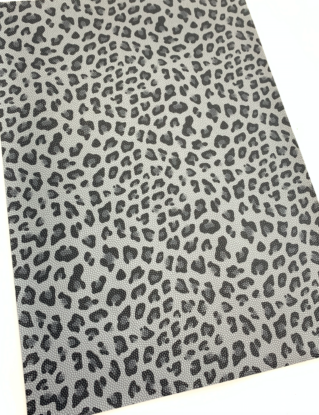 Dark Grey Leopard Faux Leather Fabric